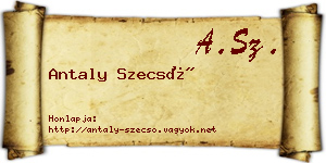 Antaly Szecső névjegykártya